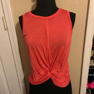 Coral top and floral pants